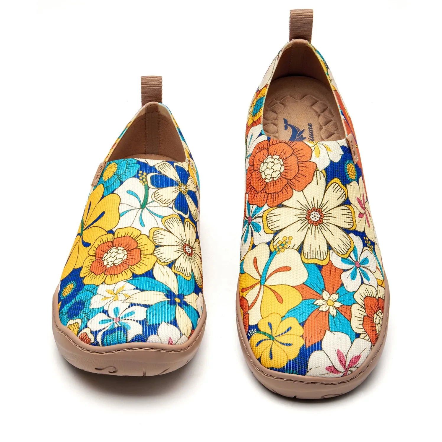 60's Floral Print by Samantha O'Malley Women's Slip-On Shoes Painted Canvas Sneaker