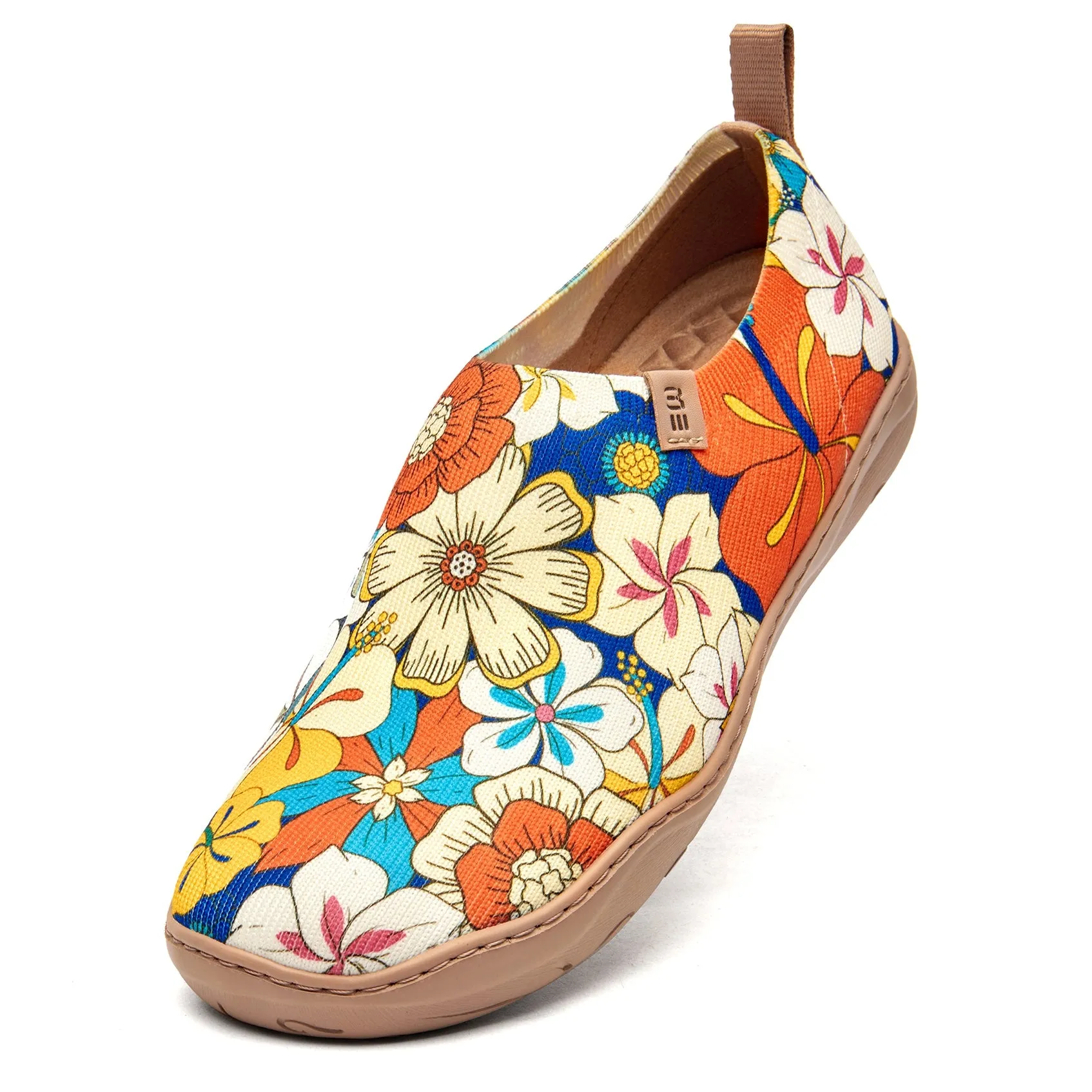 60's Floral Print by Samantha O'Malley Women's Slip-On Shoes Painted Canvas Sneaker