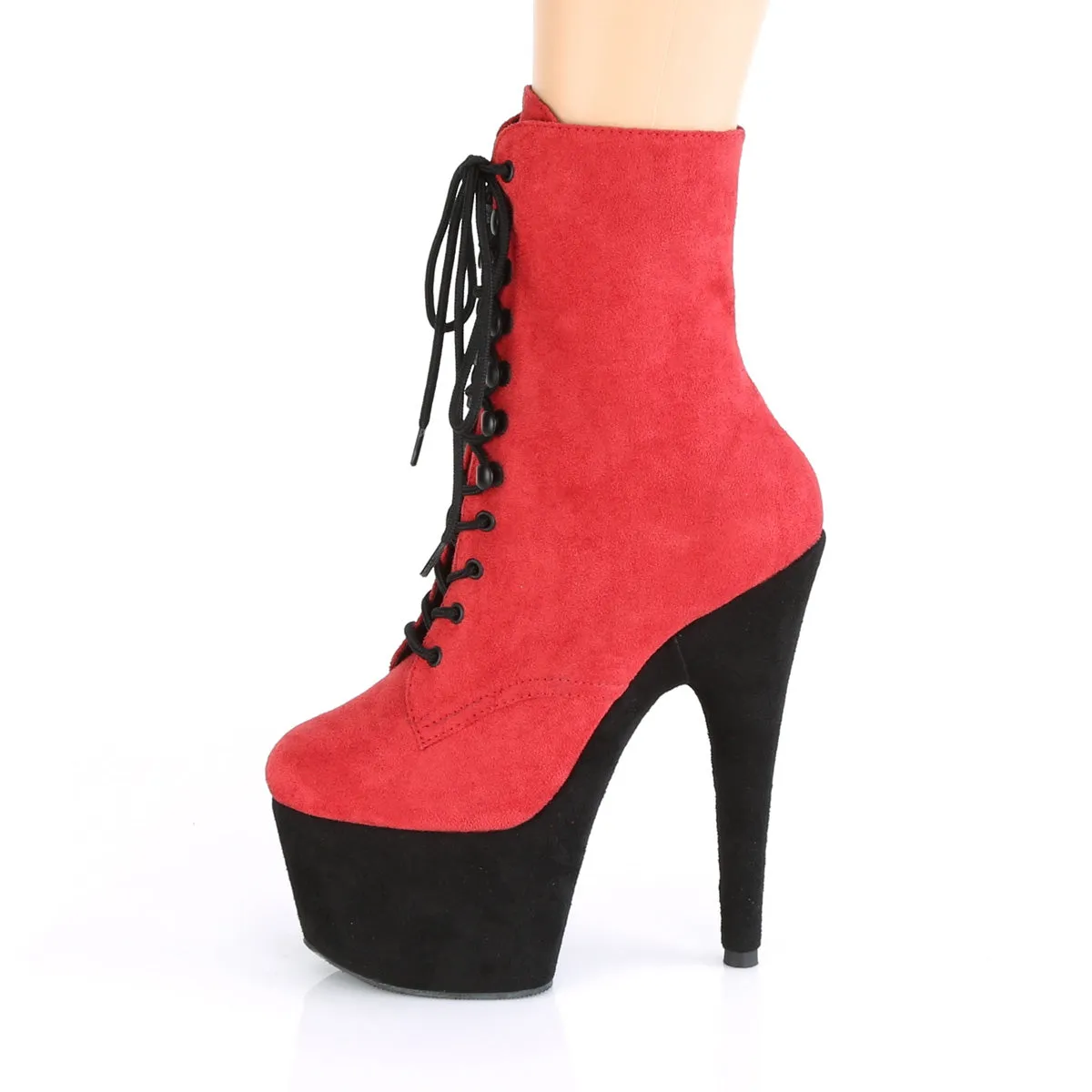 ADORE-1020FSTT Pleaser Red Faux Suede Sexy Platform Shoes (Pole Dancing Heels)