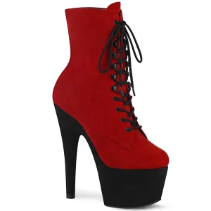 ADORE-1020FSTT Pleaser Red Faux Suede Sexy Platform Shoes (Pole Dancing Heels)