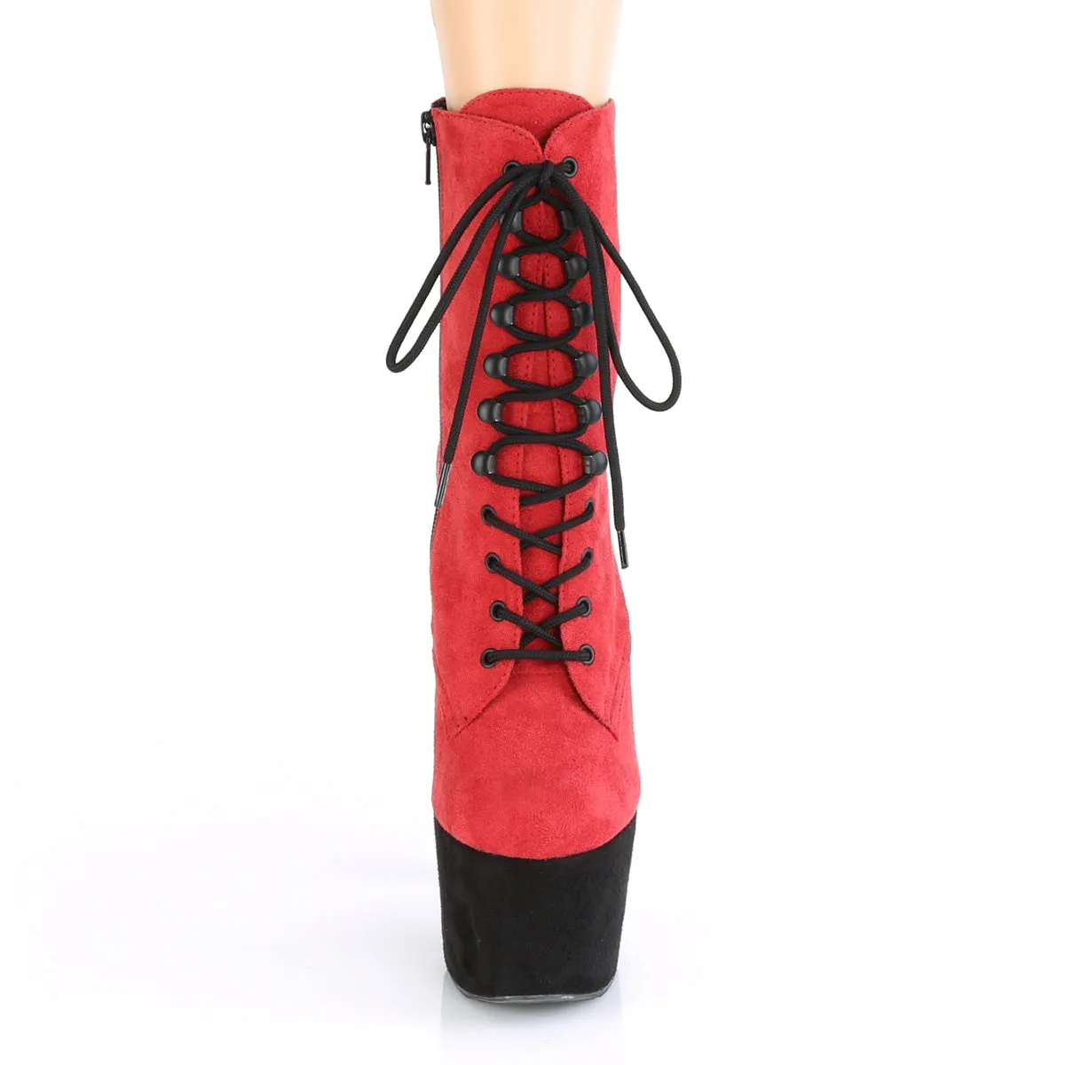ADORE-1020FSTT Pleaser Red Faux Suede Sexy Platform Shoes (Pole Dancing Heels)