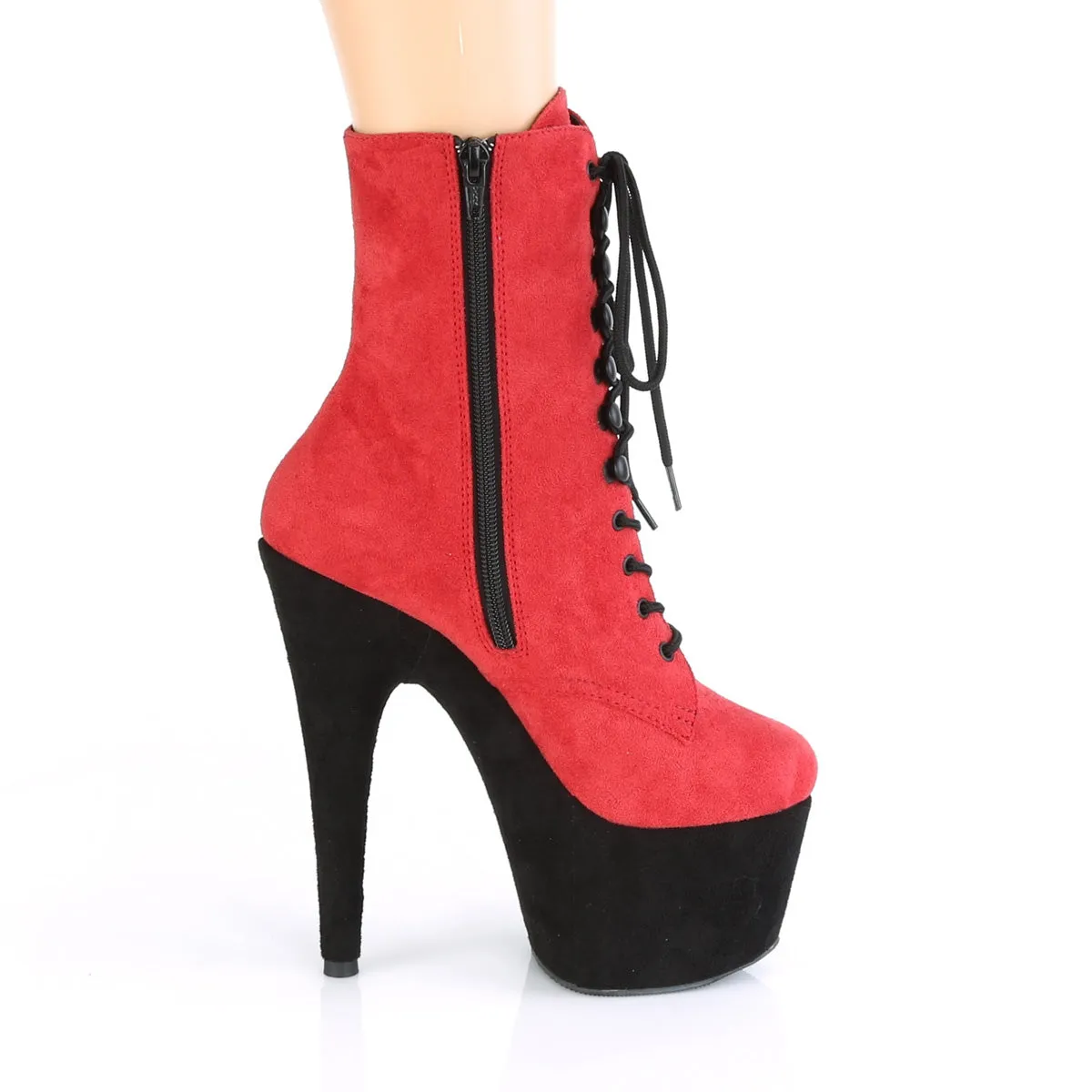 ADORE-1020FSTT Pleaser Red Faux Suede Sexy Platform Shoes (Pole Dancing Heels)
