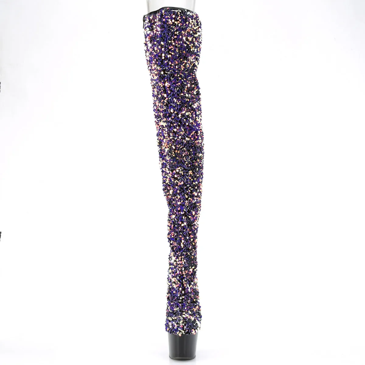 ADORE-3020 Pleaser Purple Multi Sequins/Black Sexy Platform Shoes (Pole Dancing Heels)