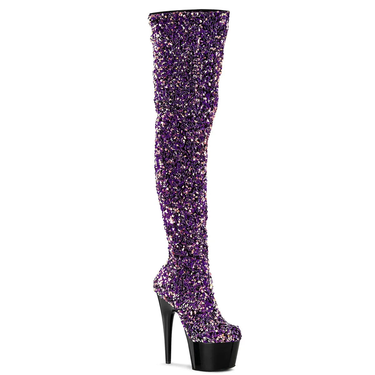 ADORE-3020 Pleaser Purple Multi Sequins/Black Sexy Platform Shoes (Pole Dancing Heels)