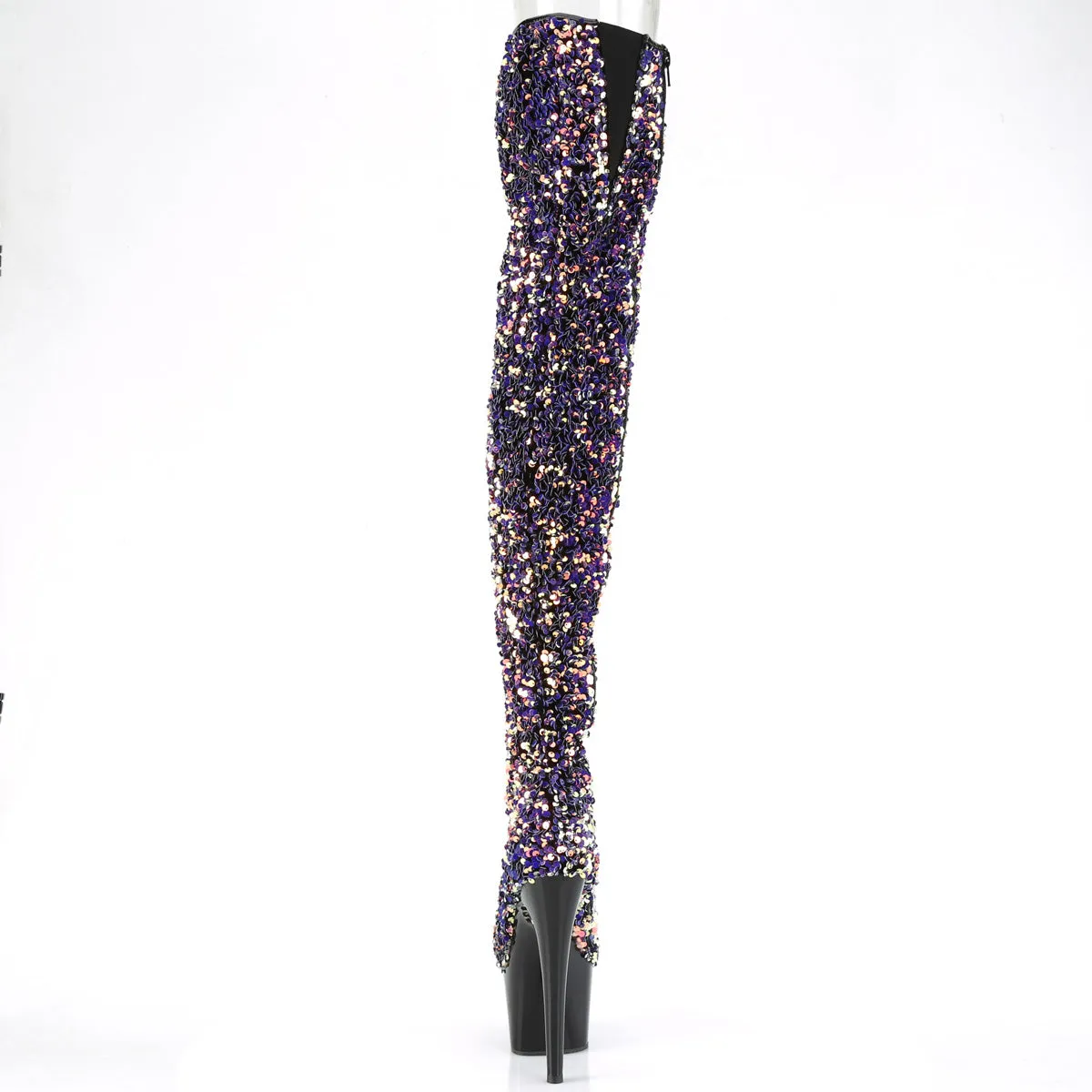 ADORE-3020 Pleaser Purple Multi Sequins/Black Sexy Platform Shoes (Pole Dancing Heels)