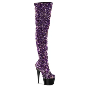 ADORE-3020 Pleaser Purple Multi Sequins/Black Sexy Platform Shoes (Pole Dancing Heels)