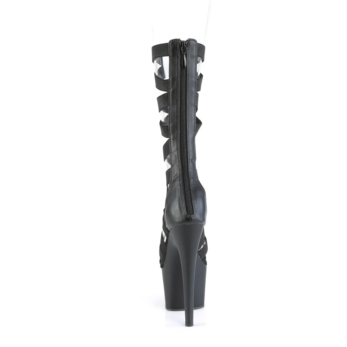 ADORE-700-48 Pleaser Black Elastic Sexy Platform Shoes (Pole Dancing Heels)