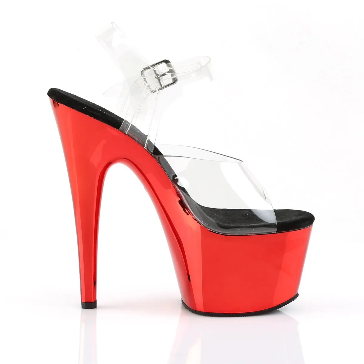 ADORE-708 Pleaser Clear/Red Chrome Sexy Platform Shoes (Pole Dancing Heels)