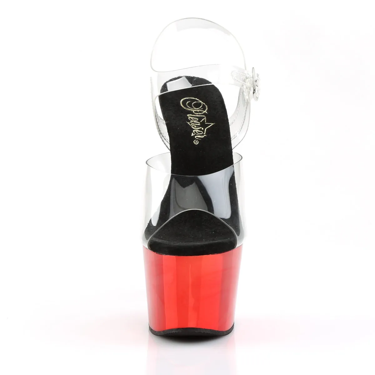 ADORE-708 Pleaser Clear/Red Chrome Sexy Platform Shoes (Pole Dancing Heels)