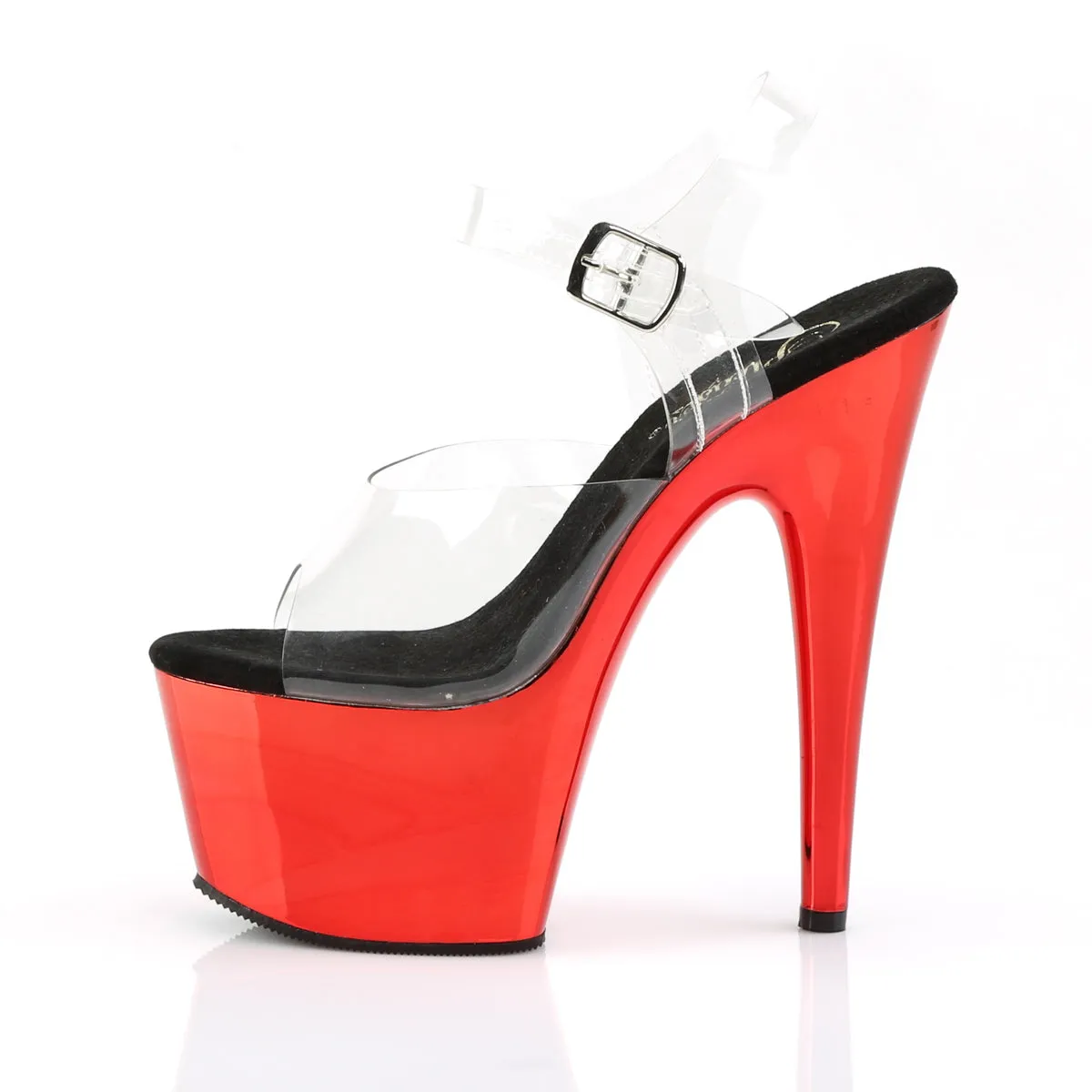 ADORE-708 Pleaser Clear/Red Chrome Sexy Platform Shoes (Pole Dancing Heels)