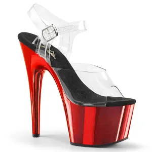 ADORE-708 Pleaser Clear/Red Chrome Sexy Platform Shoes (Pole Dancing Heels)