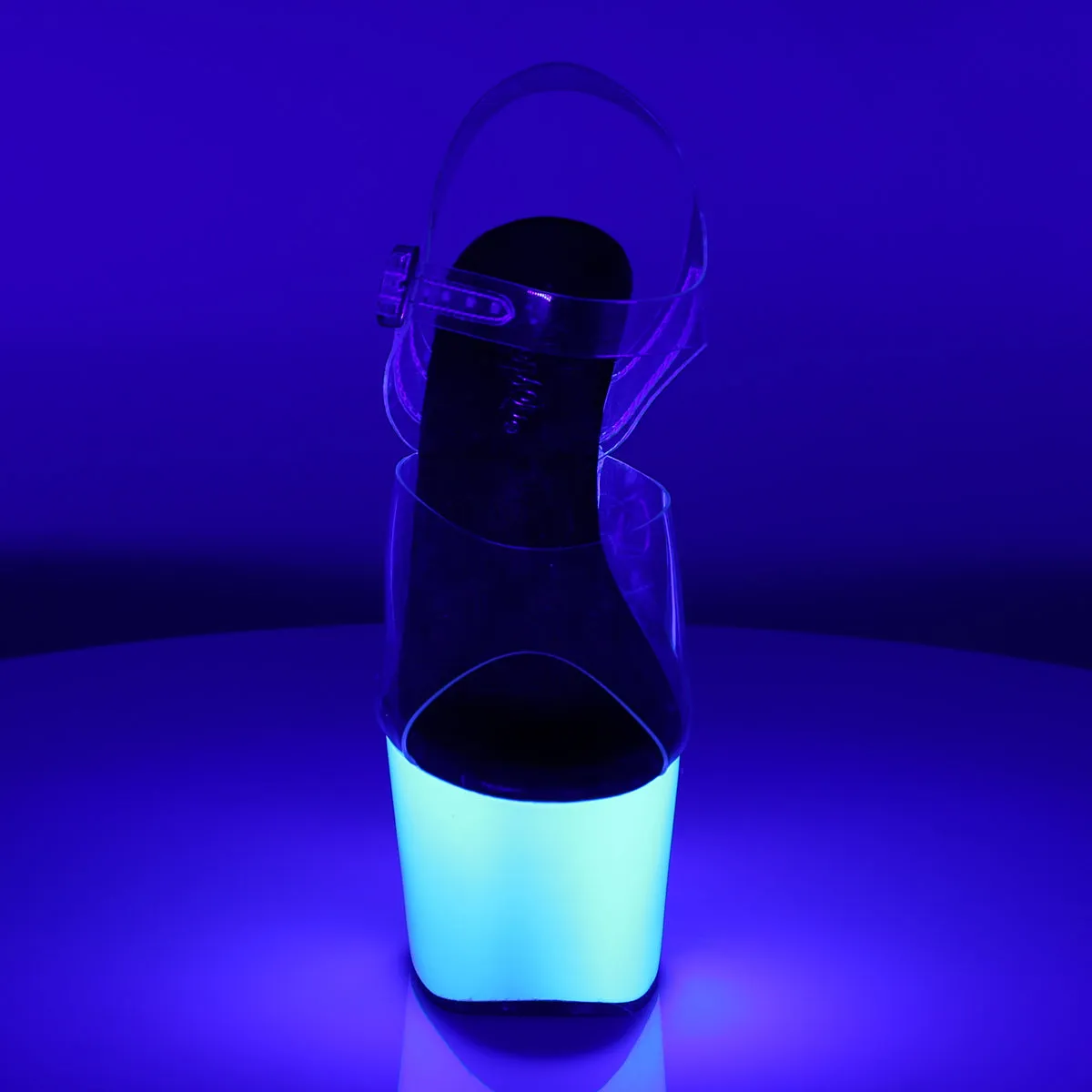 ADORE-708UV Pleaser Clear/Neon White Sexy Platform Shoes (Pole Dancing Heels)