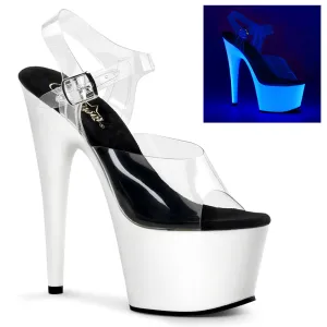 ADORE-708UV Pleaser Clear/Neon White Sexy Platform Shoes (Pole Dancing Heels)