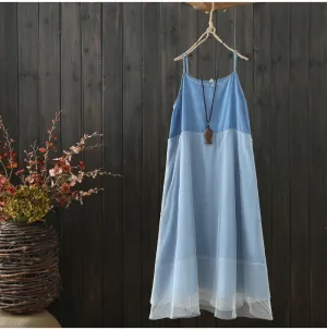AUTUMN DOUBLE LAYER DENIM SUN DRESS