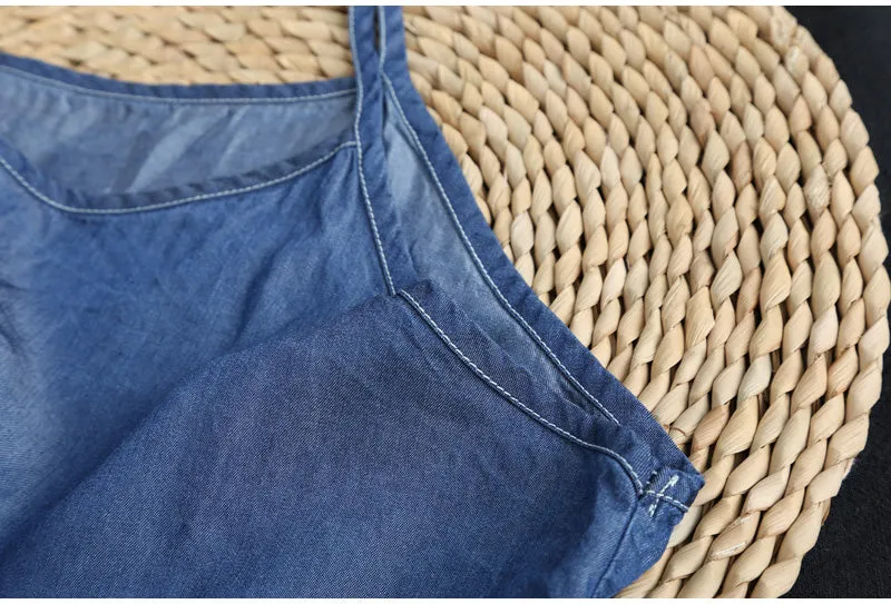AUTUMN DOUBLE LAYER DENIM SUN DRESS