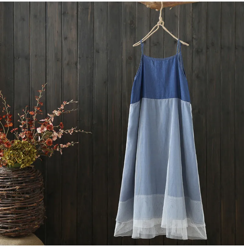 AUTUMN DOUBLE LAYER DENIM SUN DRESS