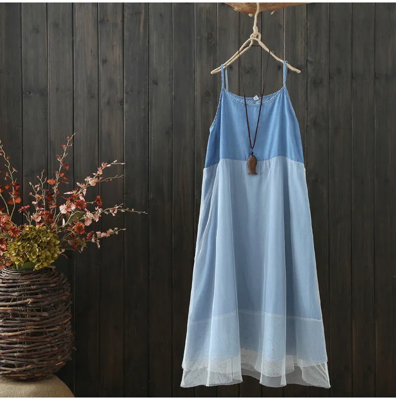 AUTUMN DOUBLE LAYER DENIM SUN DRESS