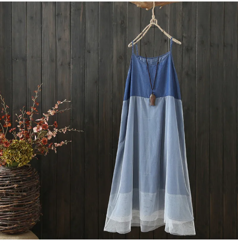 AUTUMN DOUBLE LAYER DENIM SUN DRESS