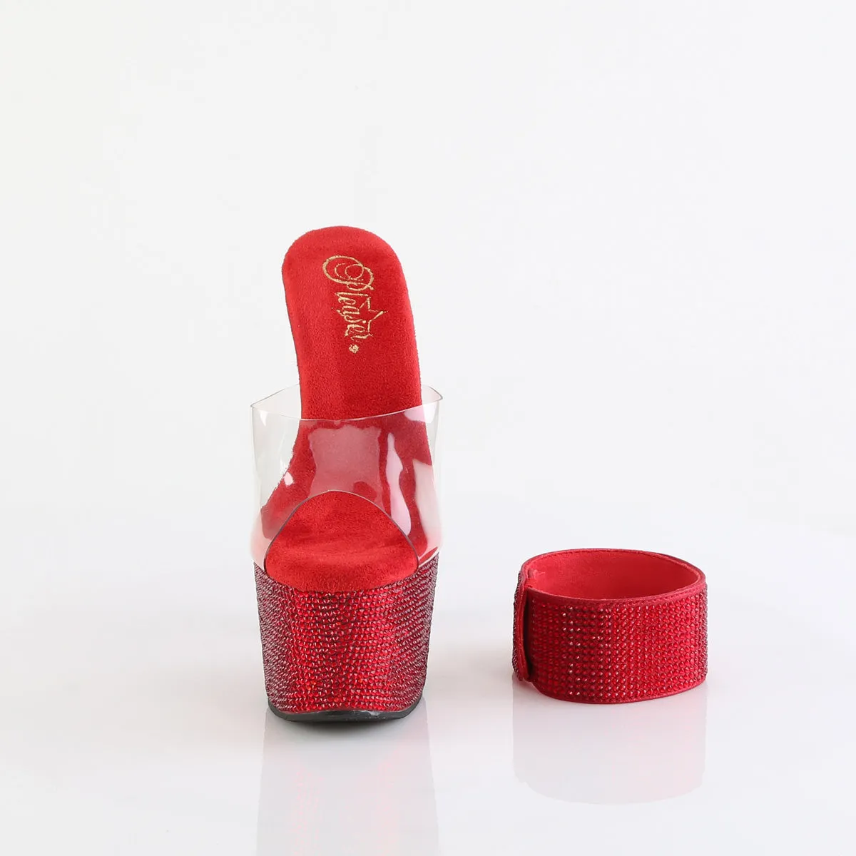 BEJEWELED-712RS Pleaser Clear/Ruby Red Sexy Platform Shoes (Pole Dancing Heels)