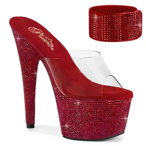 BEJEWELED-712RS Pleaser Clear/Ruby Red Sexy Platform Shoes (Pole Dancing Heels)
