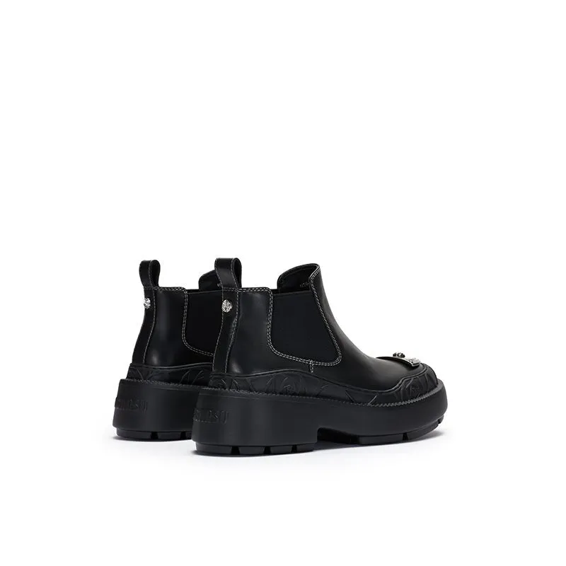 Chelsea Booties With Rose Relief Bottom Black