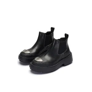 Chelsea Booties With Rose Relief Bottom Black