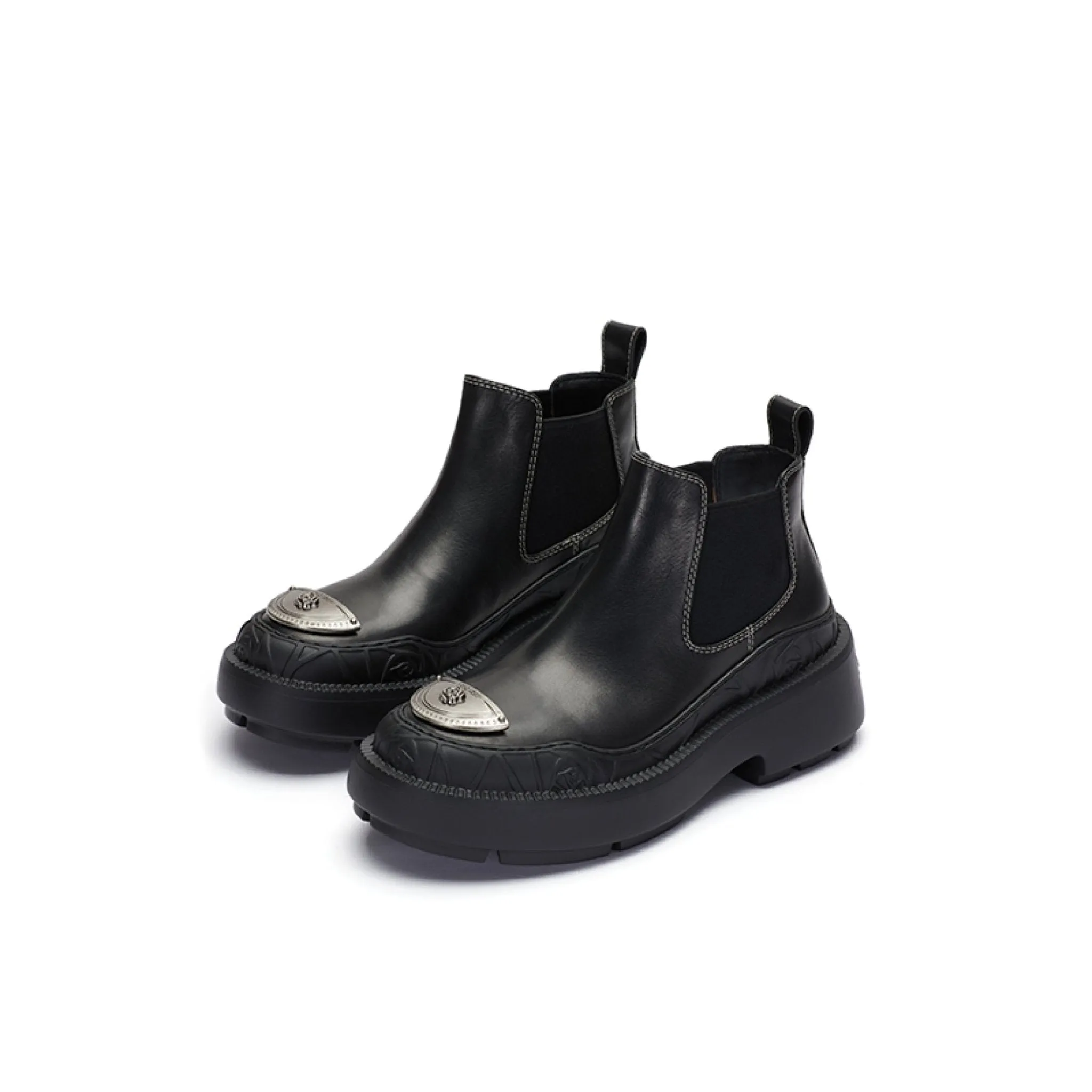 Chelsea Booties With Rose Relief Bottom Black