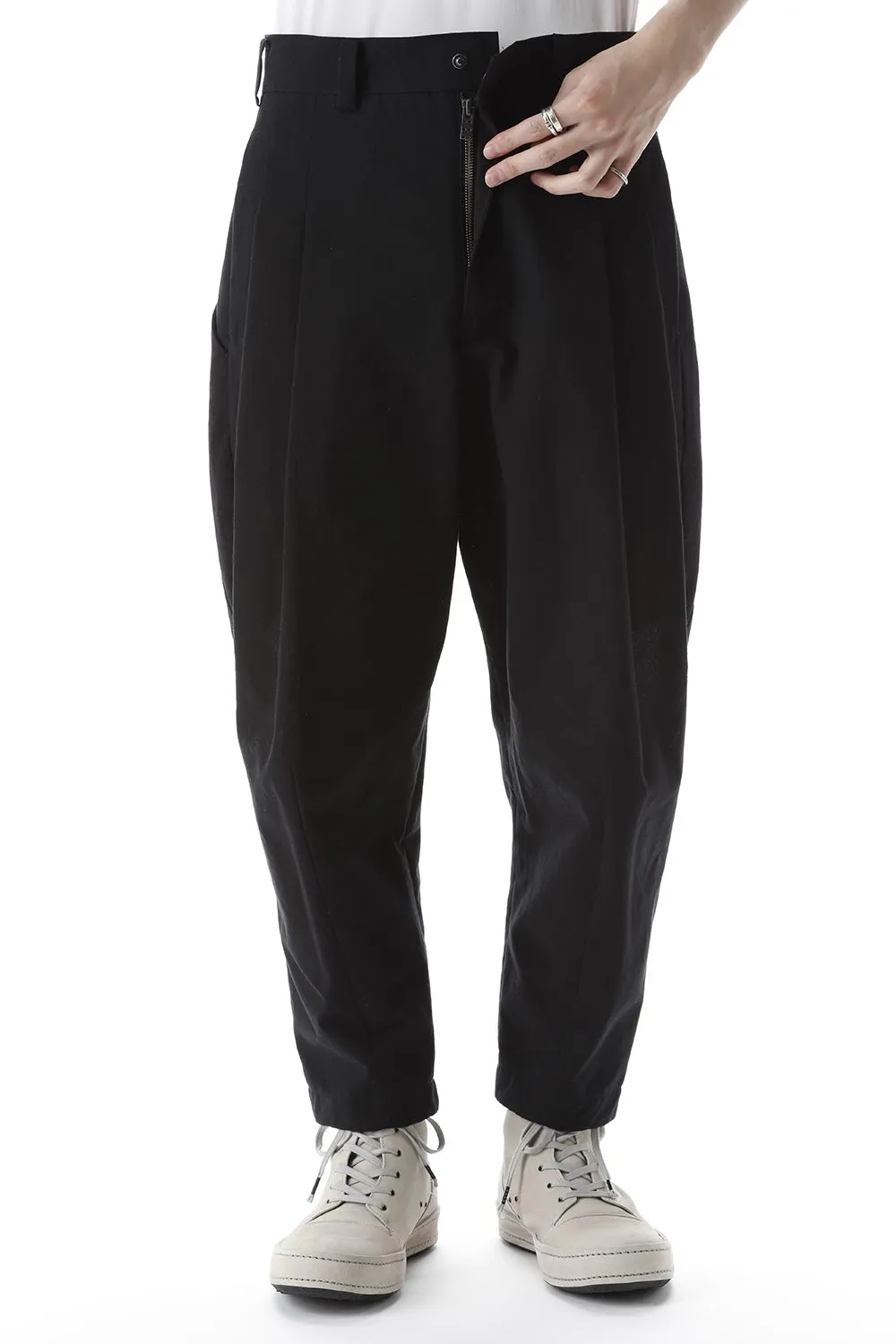 Cropped pants cotton / nylon Black