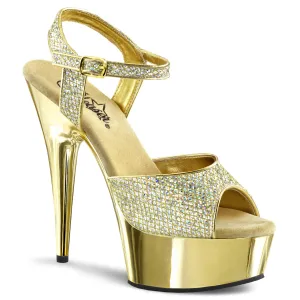 DELIGHT-609G Pleaser Gold Glitter Sexy Platform Shoes (Pole Dancing Heels)