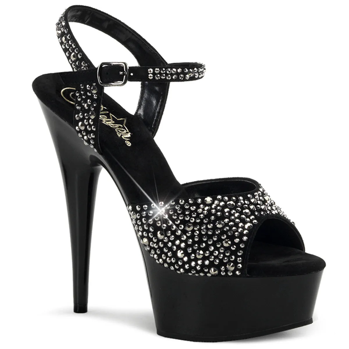 DELIGHT-609RS Pleaser Black Suede Sexy Platform Shoes (Pole Dancing Heels)