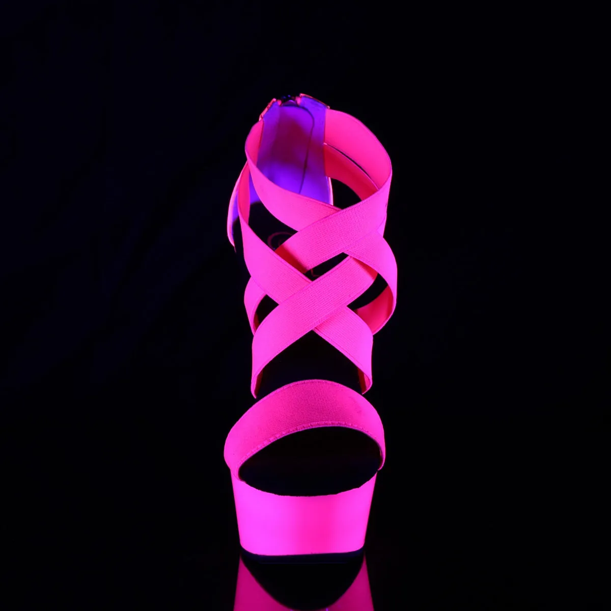 DELIGHT-669UV Pleaser Neon H. Pink Elastic Sexy Platform Shoes (Pole Dancing Heels)