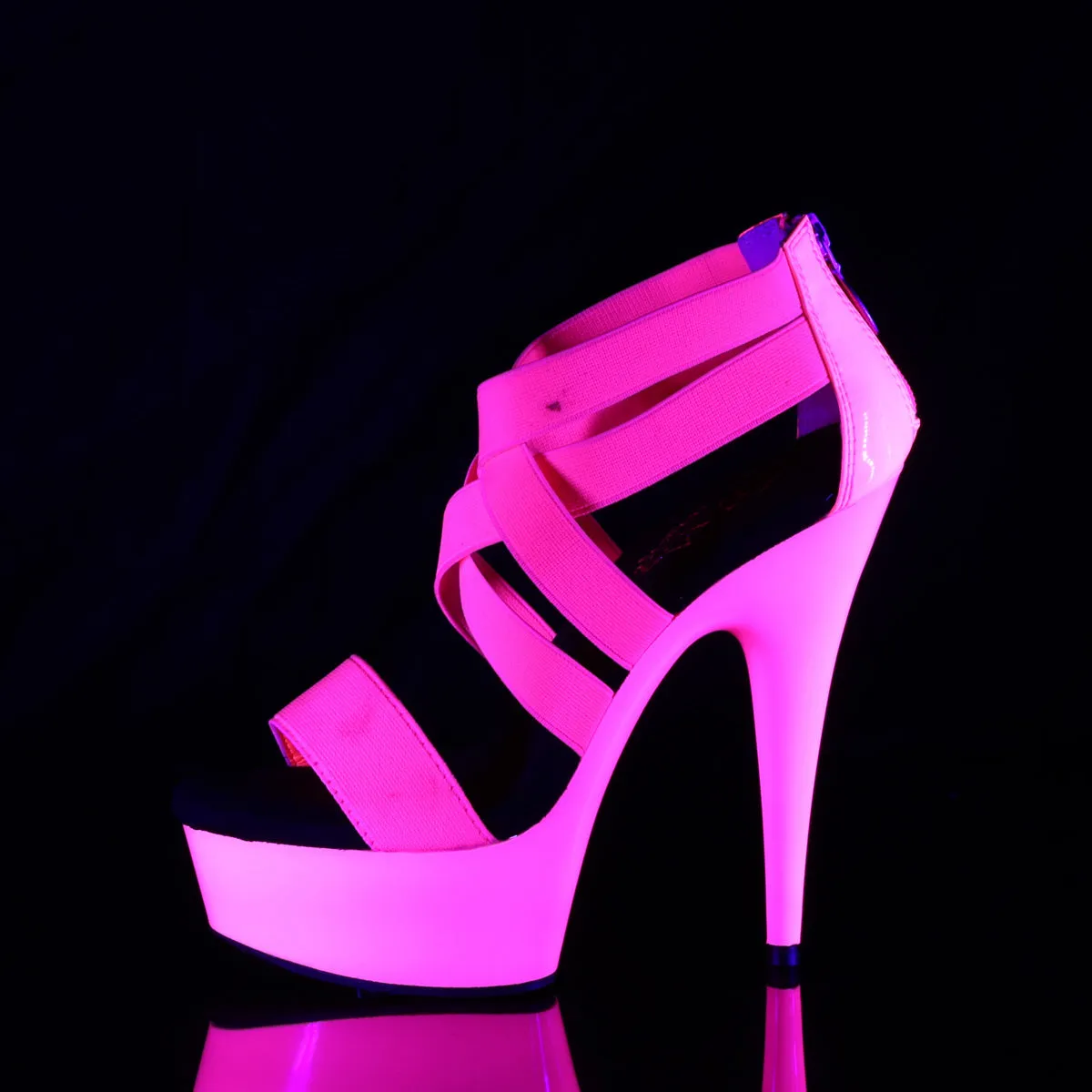 DELIGHT-669UV Pleaser Neon H. Pink Elastic Sexy Platform Shoes (Pole Dancing Heels)