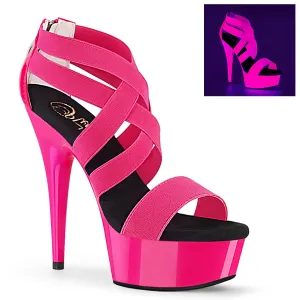 DELIGHT-669UV Pleaser Neon H. Pink Elastic Sexy Platform Shoes (Pole Dancing Heels)