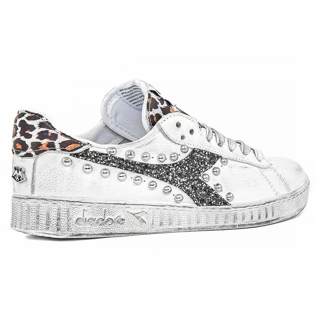 Diadora Game L Low con Borchie, Leopardate e Glitter Nero