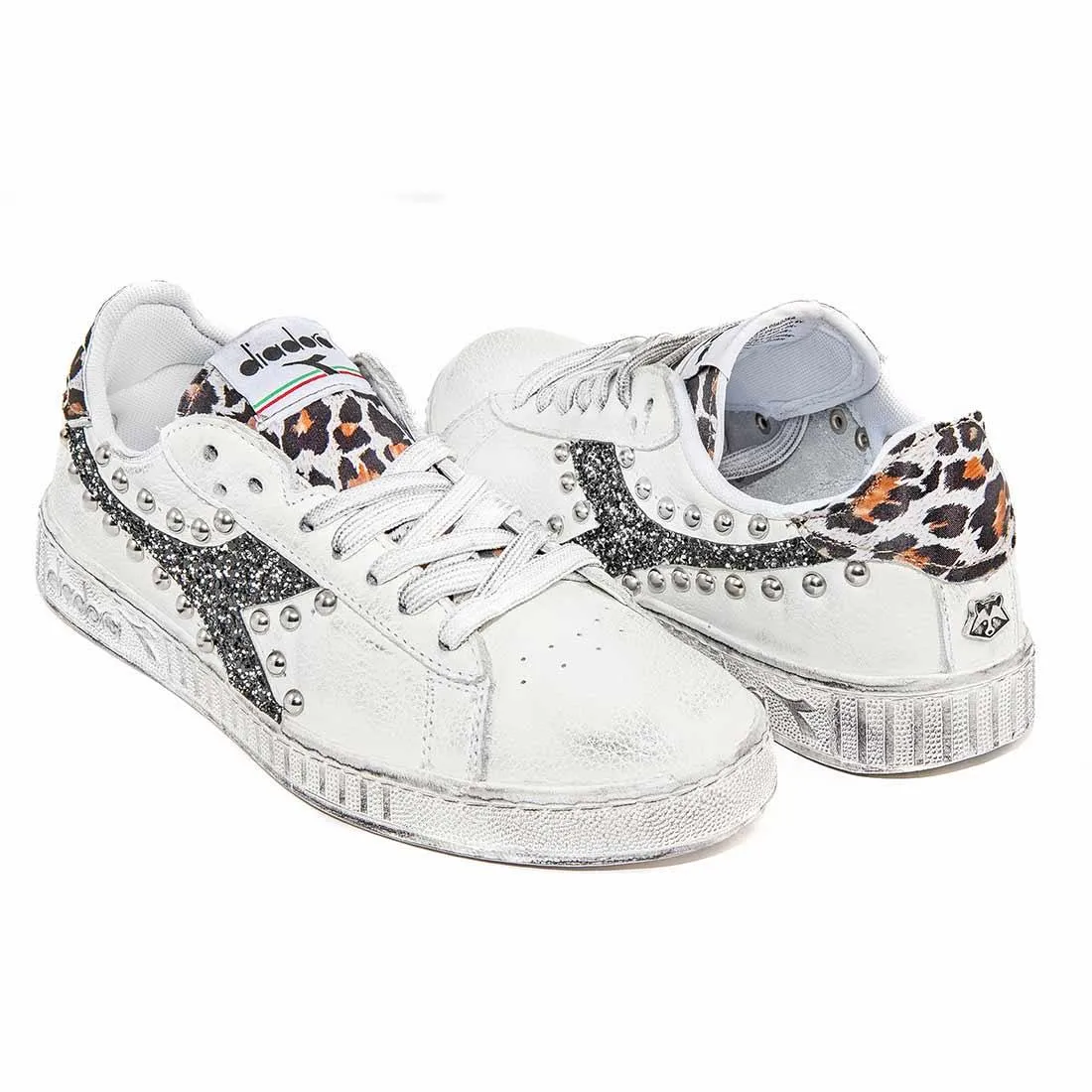 Diadora Game L Low con Borchie, Leopardate e Glitter Nero