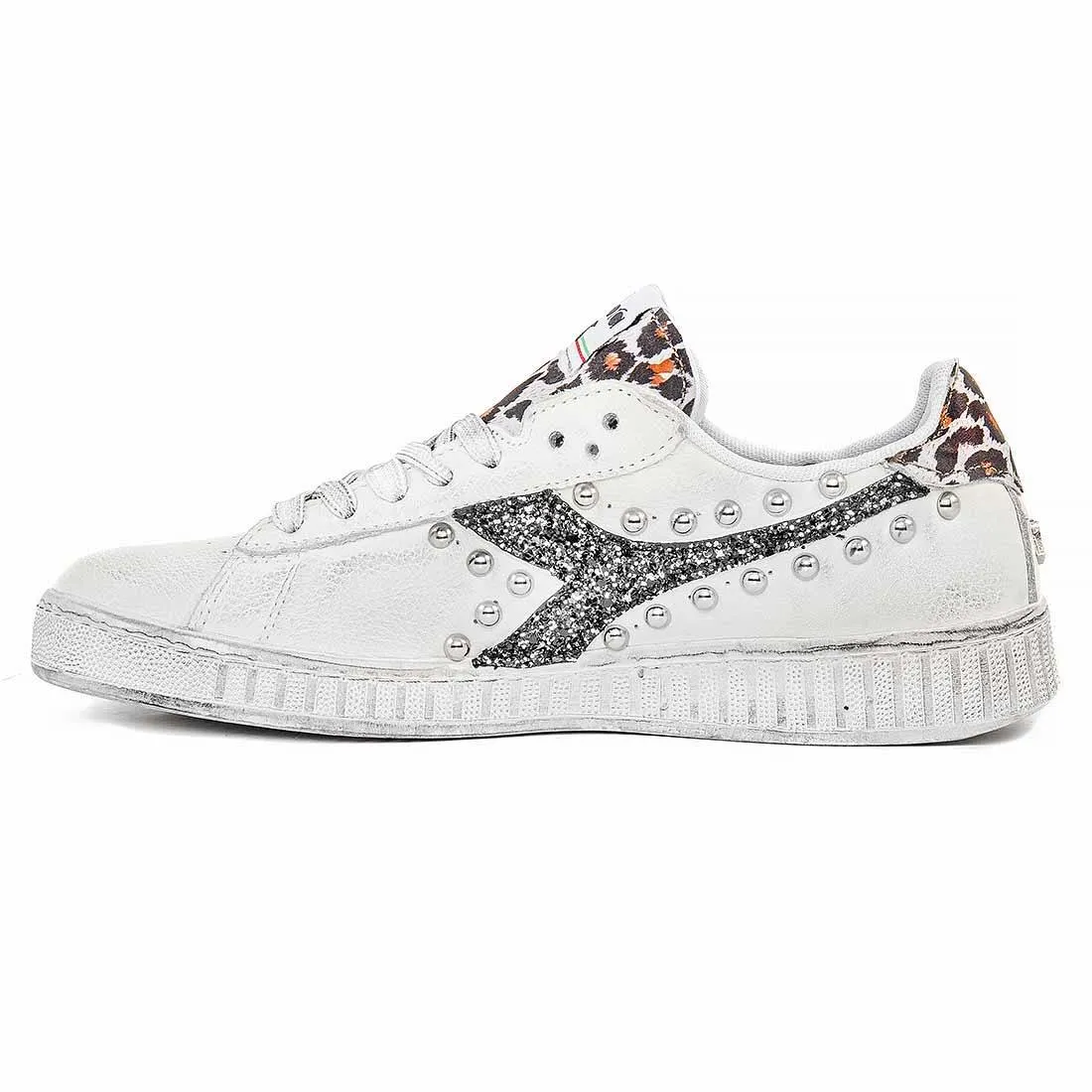 Diadora Game L Low con Borchie, Leopardate e Glitter Nero