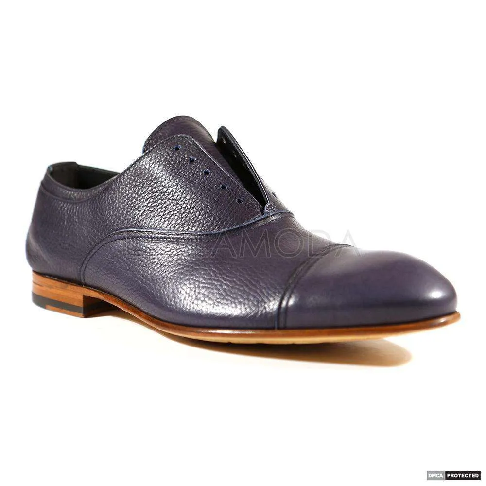 Dino Bigioni Designer Shoes Men's Italian Mustang Asport Dark Indigo Loafers (DB1002)