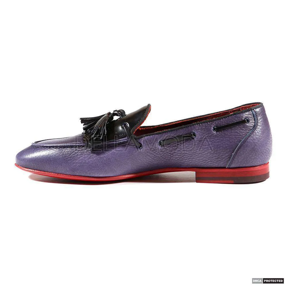 Dino Bigioni Designer Shoes Men's Italian Mustang Asport Indigo Loafers (DB1001)