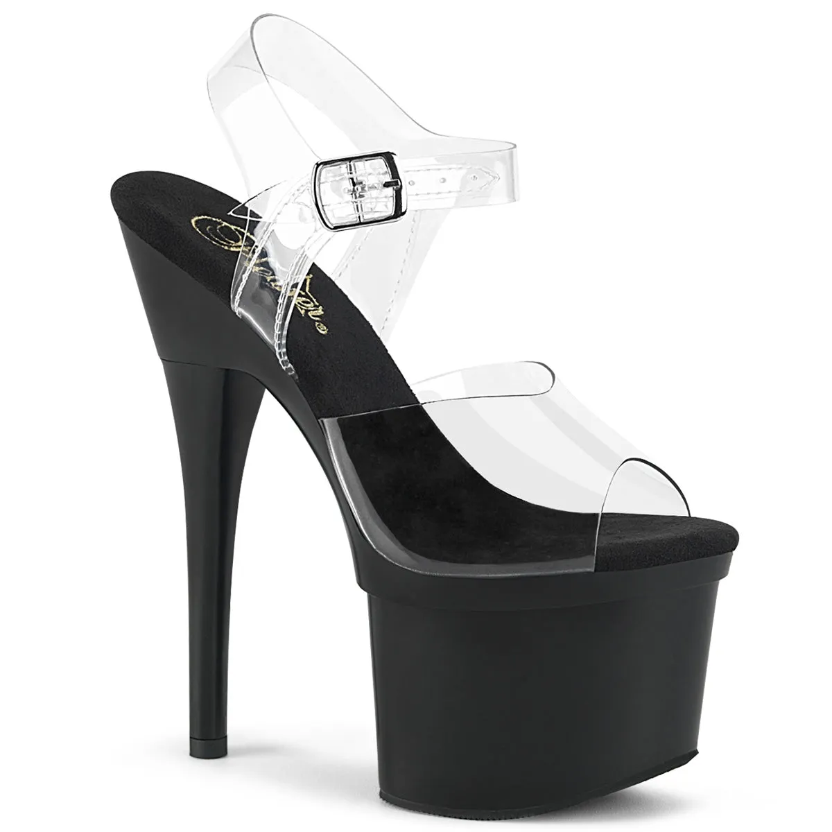 ESTEEM-708 Pleaser Clear/Black Sexy Platform Shoes (Pole Dancing Heels)