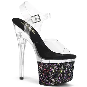 ESTEEM-708LG Pleaser Clear/Black Sexy Platform Shoes (Pole Dancing Heels)