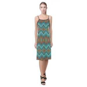 Fire Feather Turquoise Alcestis Slip Dress