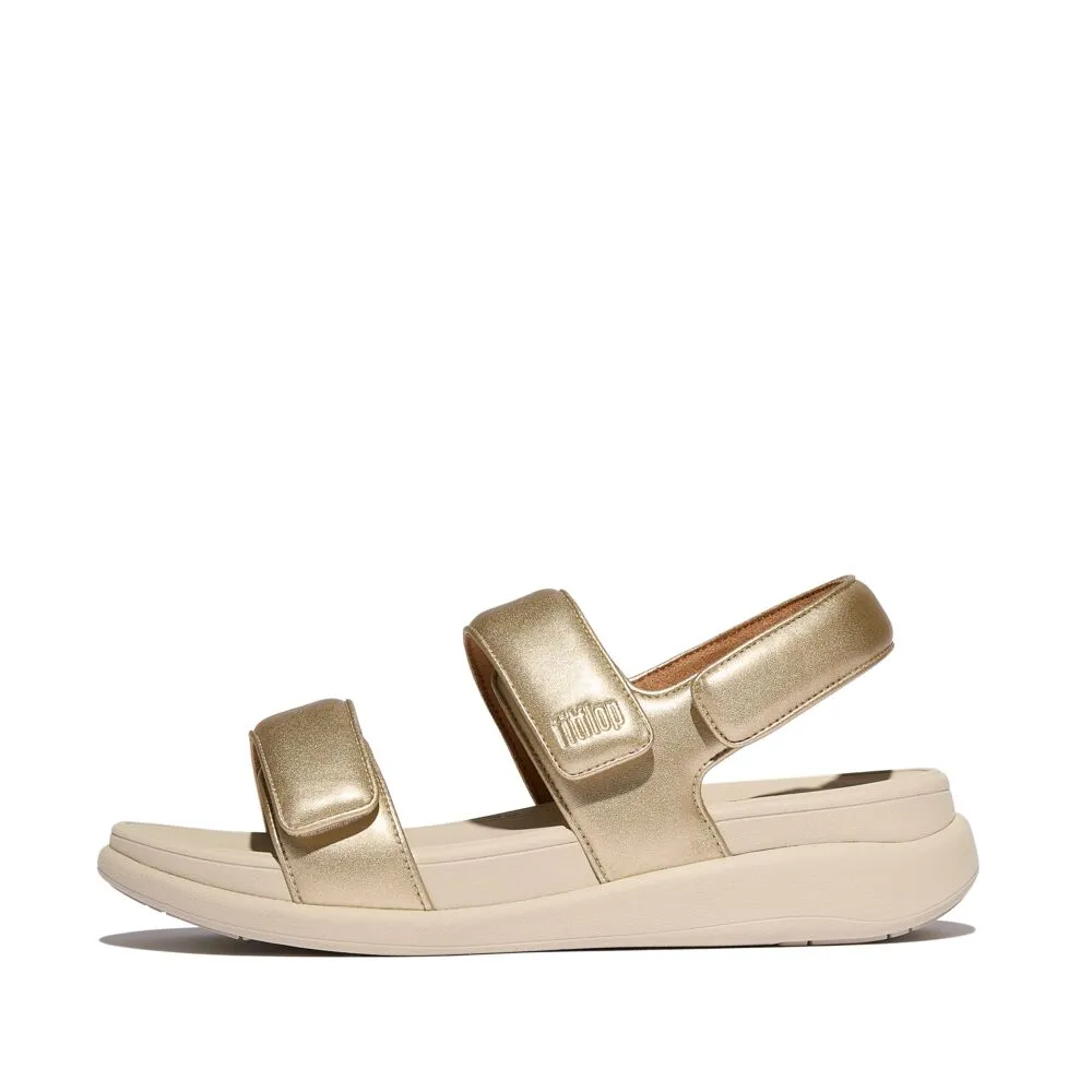 FitFlop F-Mode Go Adjustable Flatform Backstrap Sandals - Platino