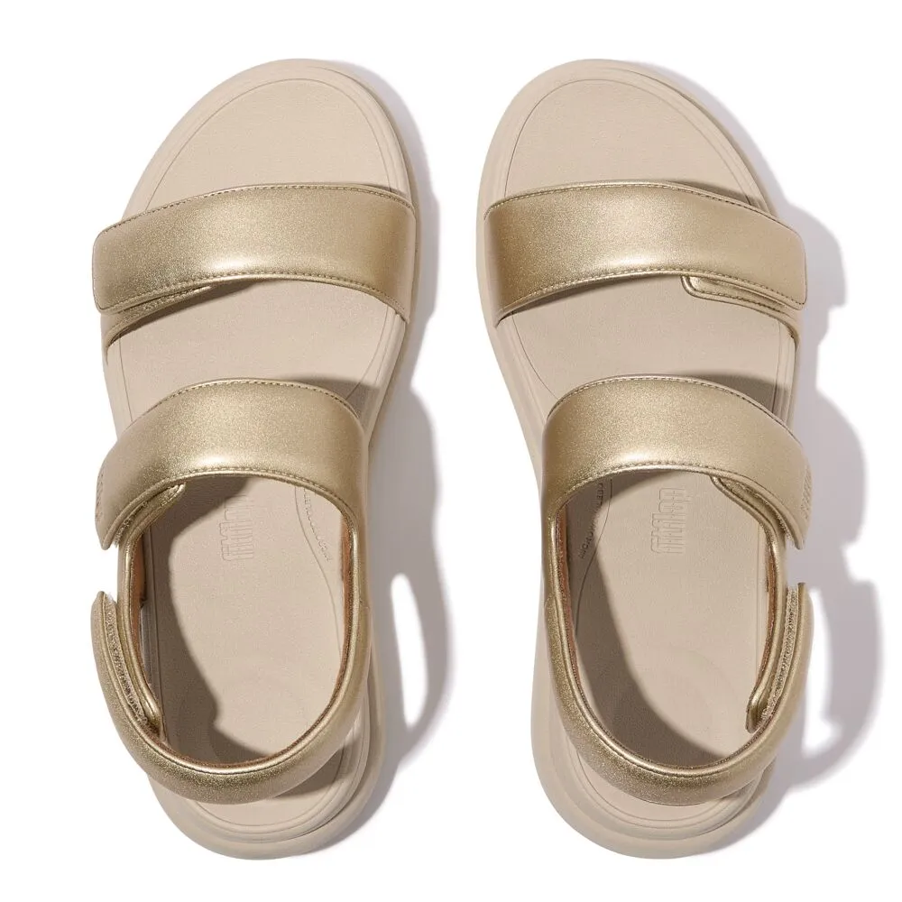 FitFlop F-Mode Go Adjustable Flatform Backstrap Sandals - Platino