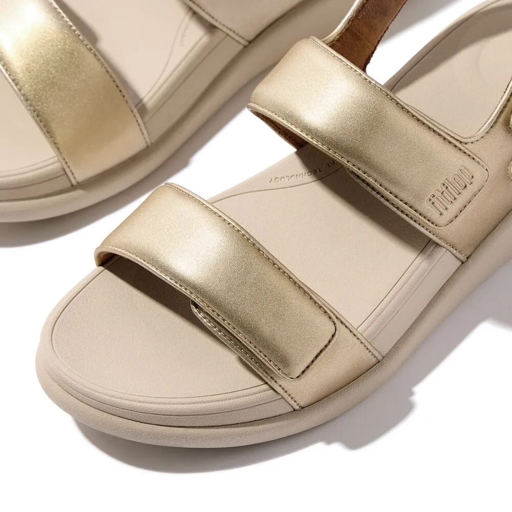 FitFlop F-Mode Go Adjustable Flatform Backstrap Sandals - Platino