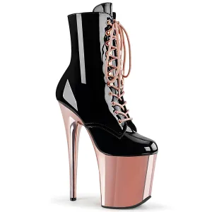 FLAMINGO-1020 Pleaser Black/Rose Gold Chrome Sexy Platform Shoes (Pole Dancing Heels)