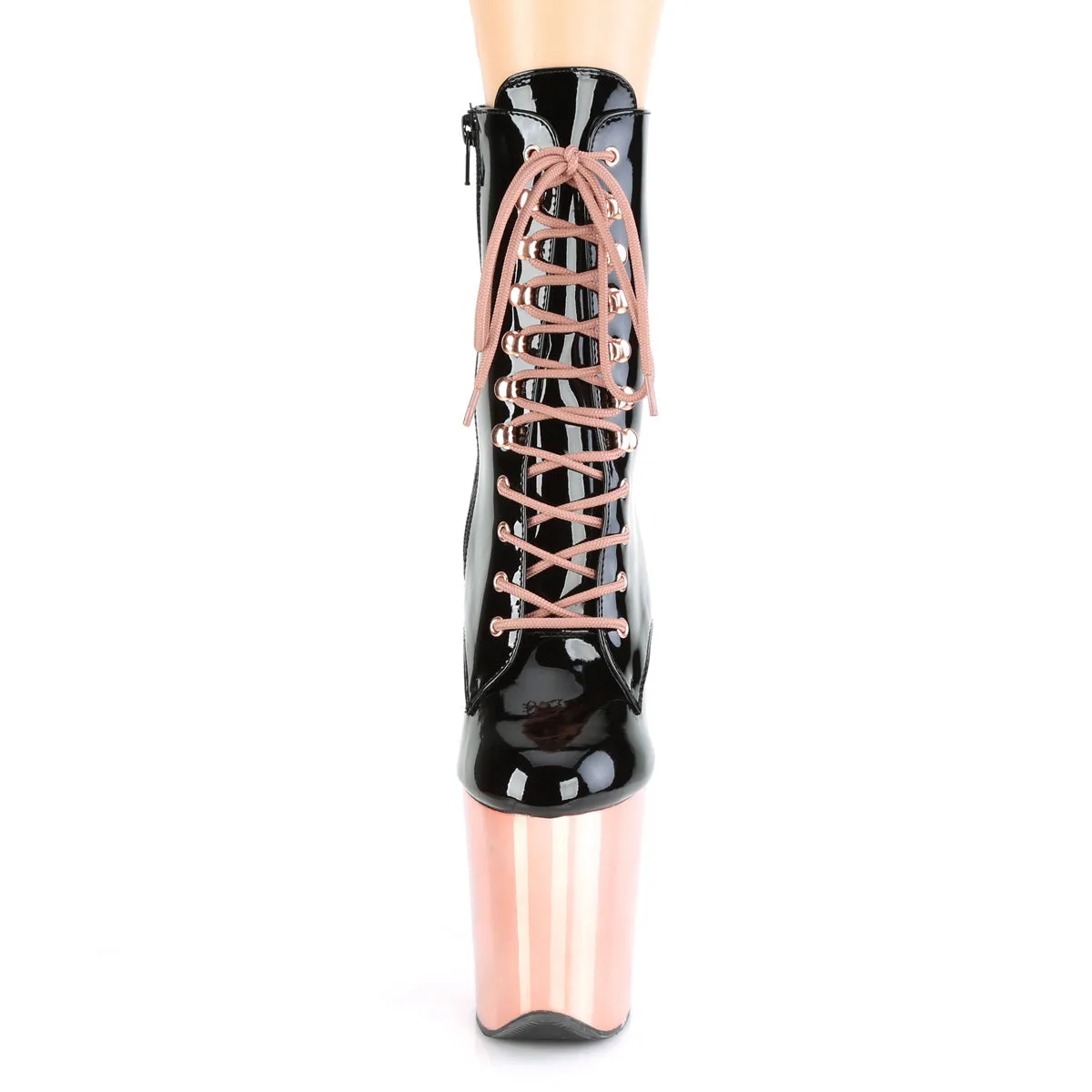 FLAMINGO-1020 Pleaser Black/Rose Gold Chrome Sexy Platform Shoes (Pole Dancing Heels)