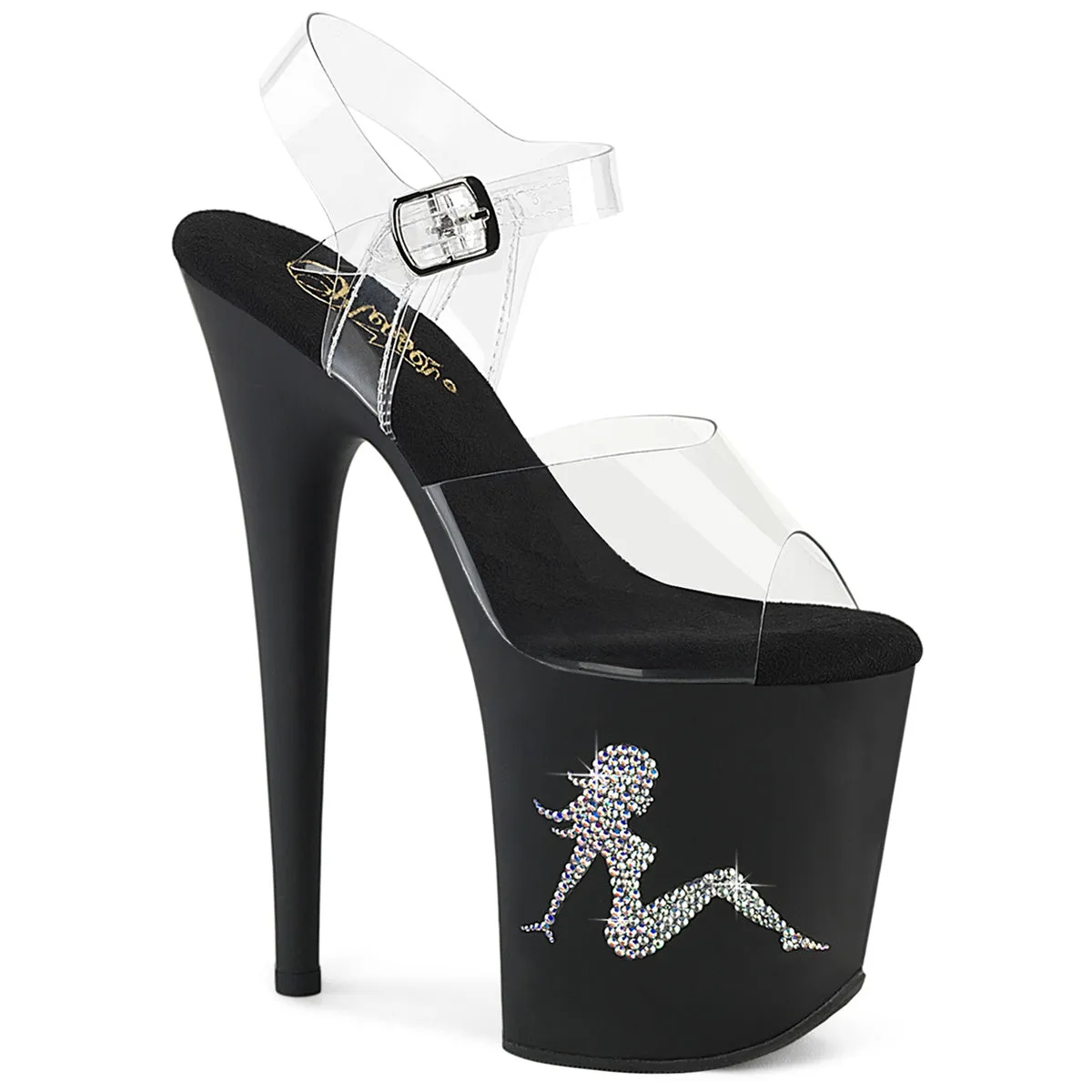 FLAMINGO-808TGRS Pleaser Clear/Black Sexy Platform Shoes (Pole Dancing Heels)