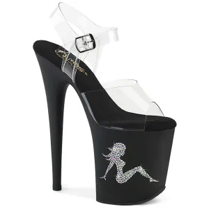 FLAMINGO-808TGRS Pleaser Clear/Black Sexy Platform Shoes (Pole Dancing Heels)