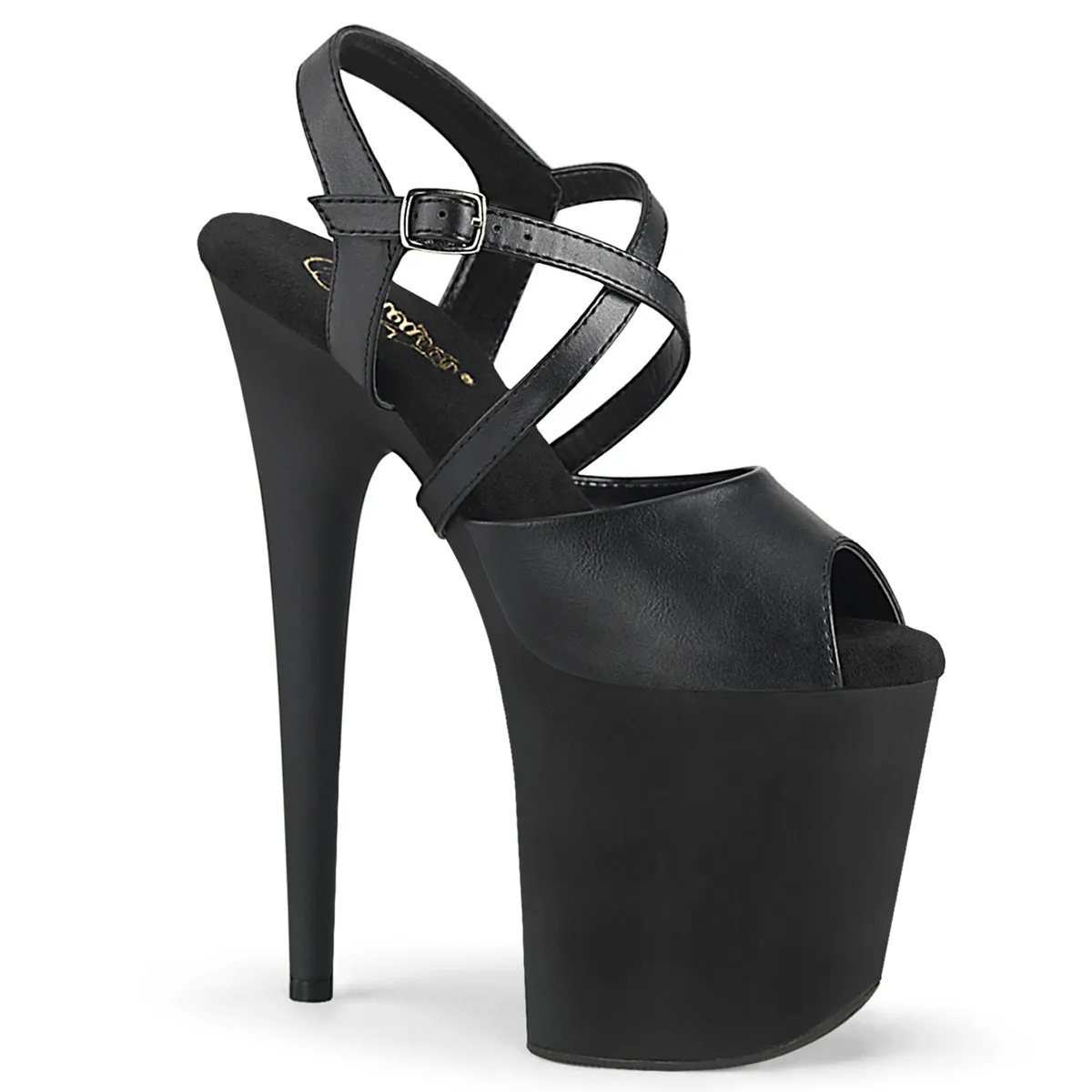 FLAMINGO-824 Pleaser Black Faux Leather Sexy Platform Shoes (Pole Dancing Heels)
