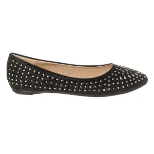 Flat Ballerina Shoe With Cut Out Sides And Coloured Stones